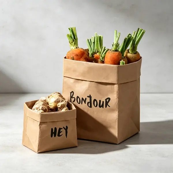 Washable kraft paper bag storage organizer for kitchen food and groceries.