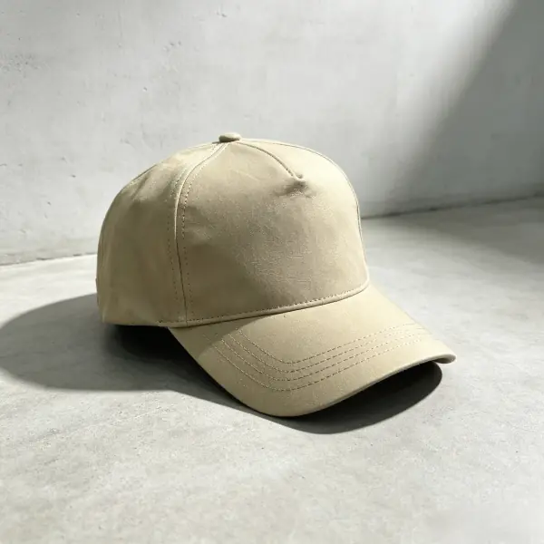 Beige washable kraft paper baseball cap for corporate branding and event gifts