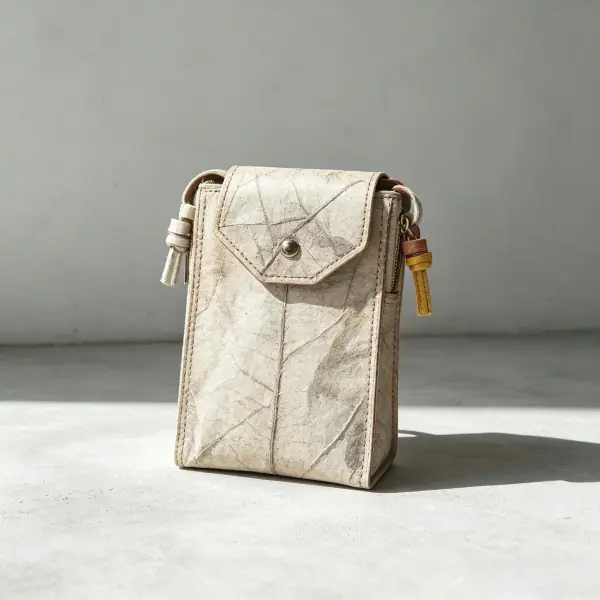 Cream white washable kraft paper vertical crossbody bag for phone and essentials